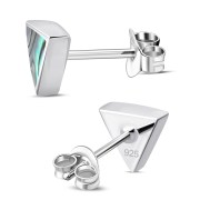Abalone Shell Triangle Silver Stud Earrings - e348